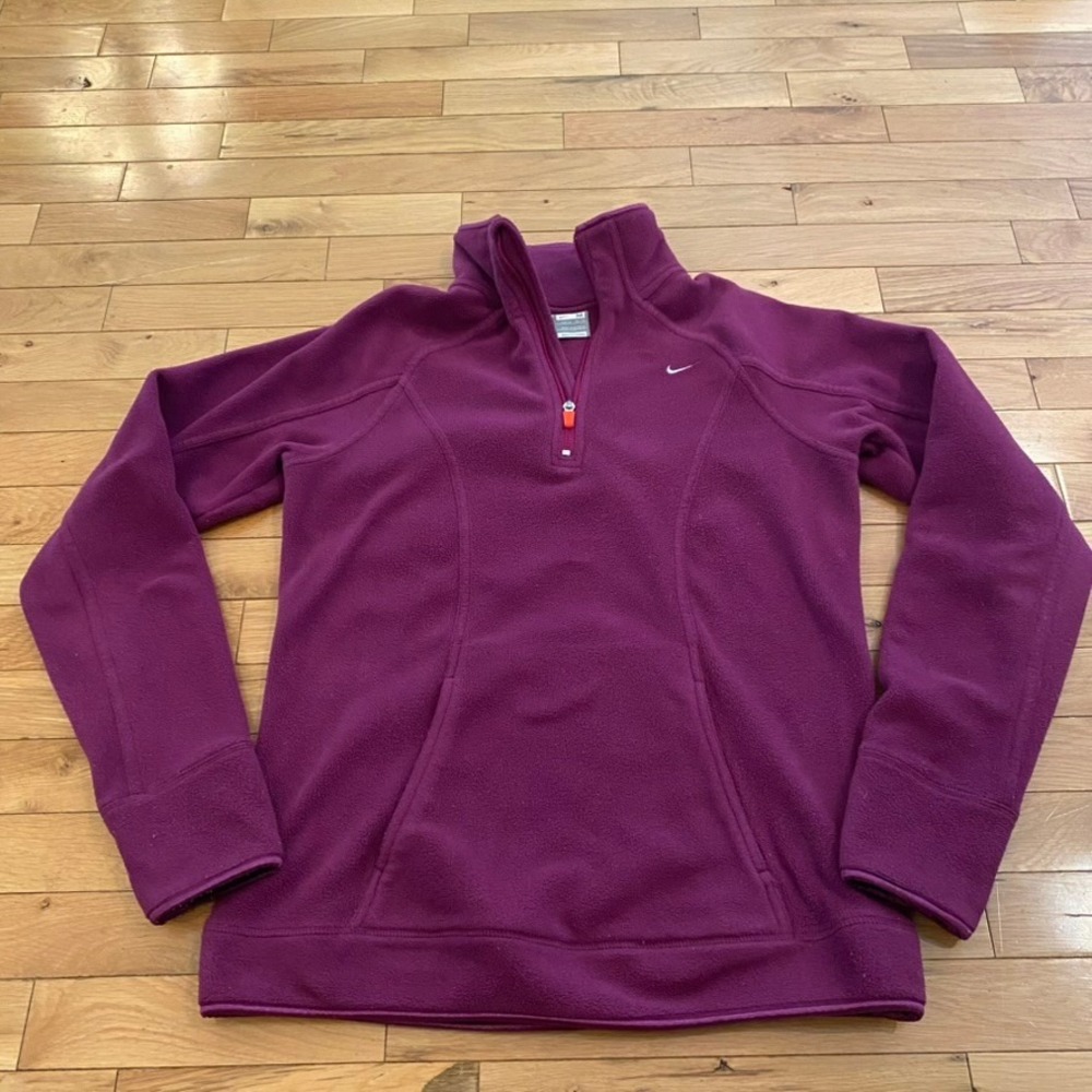 Nike Fit Therma Womens Purple Quarter Zip Fleece Pullover‎ Mock Neck Jacket M